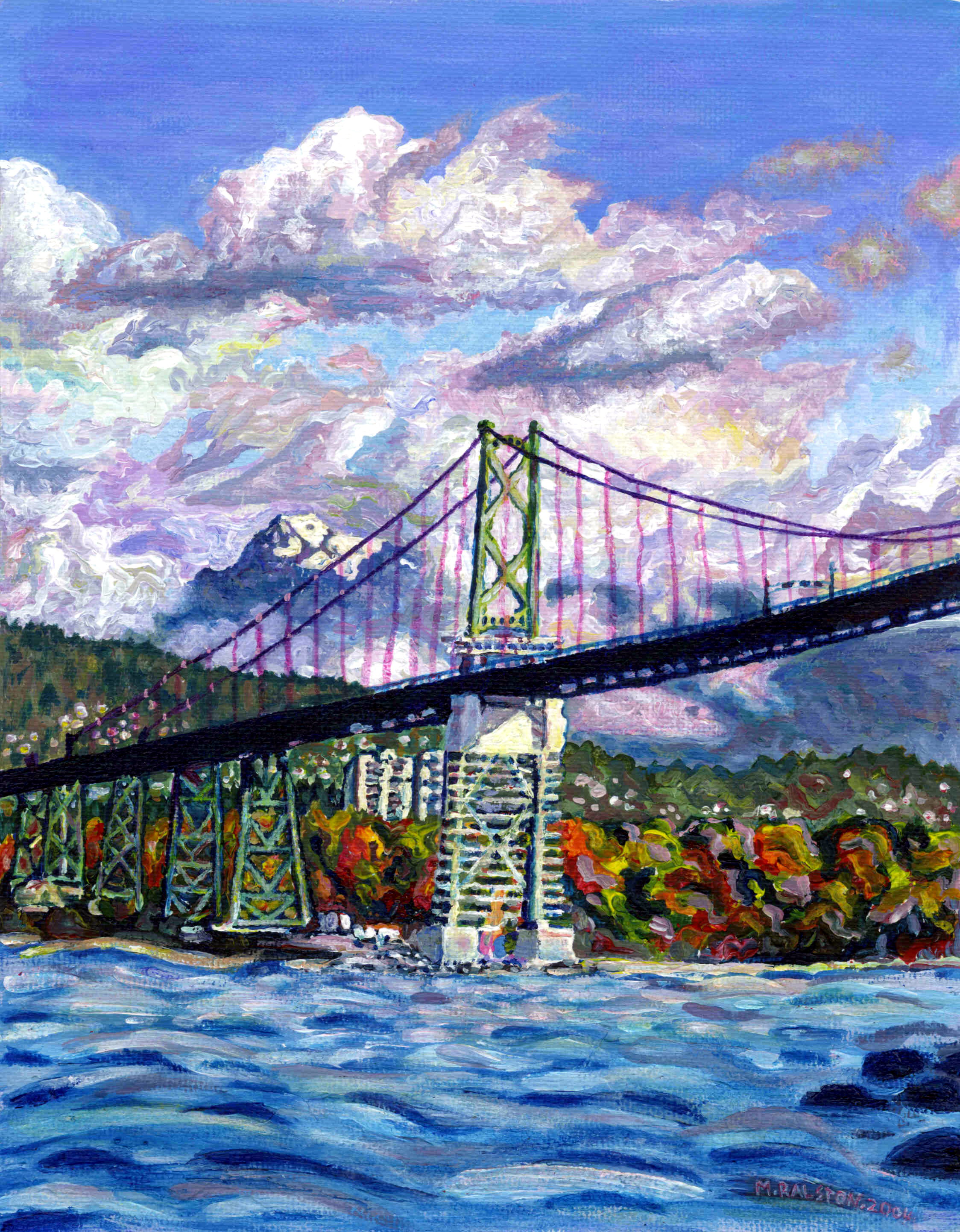 Acrylic painting of the Lion's Gate bridge in Vancouver by Morgan Ralston